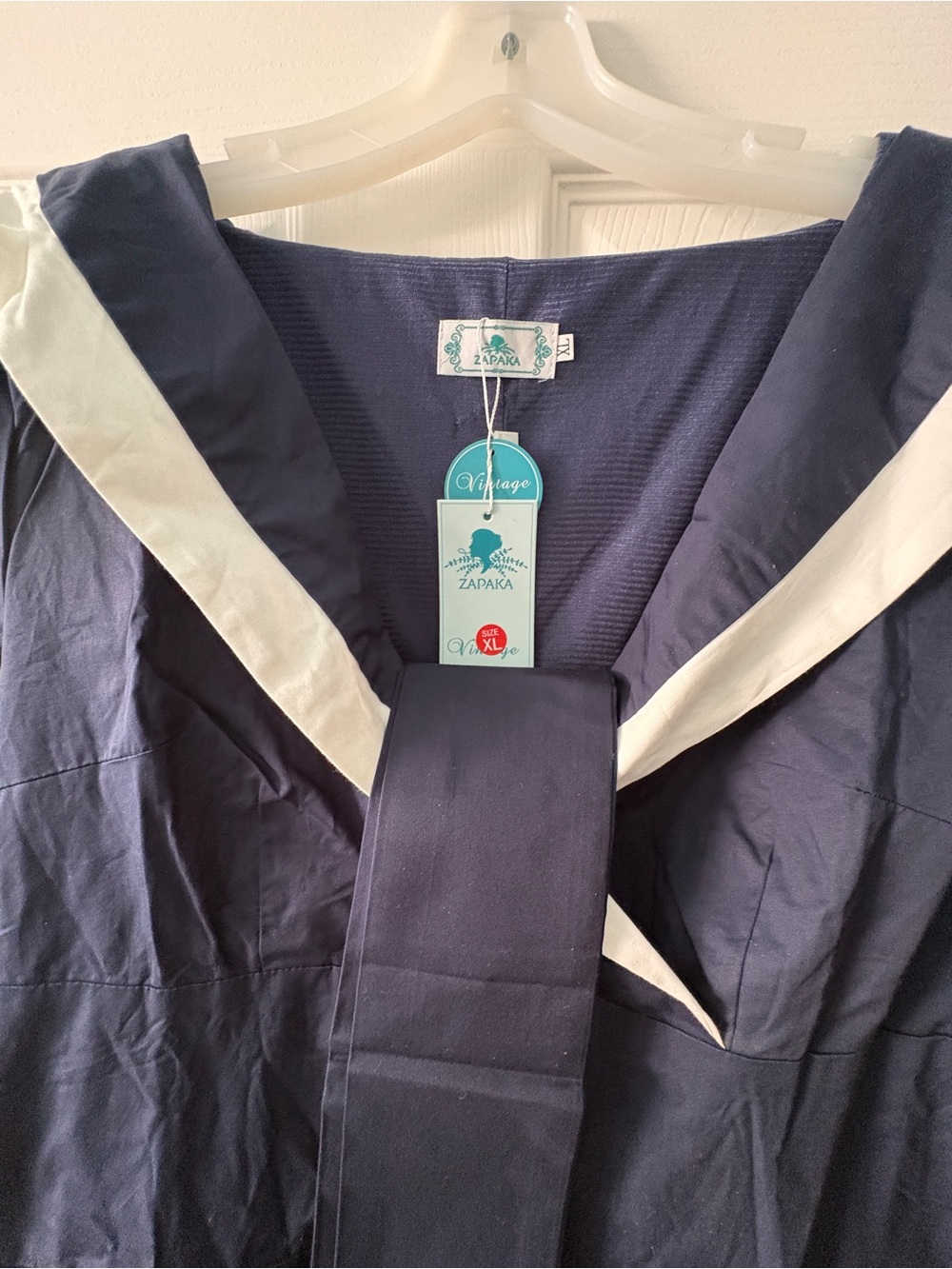 Vintage-Inspired Navy Sailor Dress with White Trim *NWT* - Picture 3 of 7
